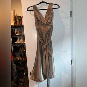 Elegant Gold Wrap Dress